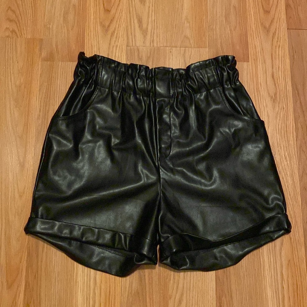 Faux leather shorts